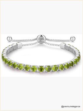 Sterling Silver Birthstone Tennis Bracelet Adjustable 4mm Gem